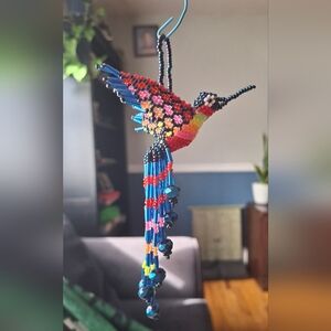 Colorful Beaded Hummingbird Ornament